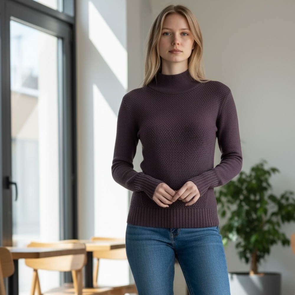 Lululemon Chunky Knit Turtleneck Sweater - Deep Plum Size Small